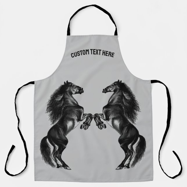 Delantal Personalizado de Apron de Caballos Salvajes en pos (Anverso)