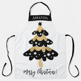 Delantal Personalizado de Árbol de Navidad Cuaderno Negro y