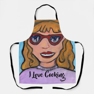 Delantal Personalizado de arte pop preppy Chica por diversi