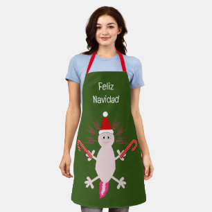 Delantal Personalizado de Axolotl de Navidades Cute