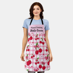 Delantal Personalizado de Cereza Rosa con Nombre P