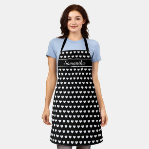 Delantal personalizado de cocina con estampado blanco y neg