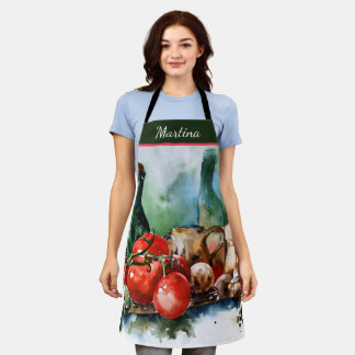 Delantal Personalizado de cocina italiana acuarela