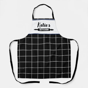 Delantal Personalizado de Cuadros en Blanco y Negro