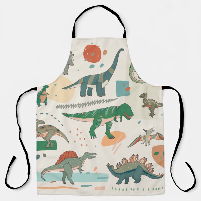 Delantal Personalizado de dinosaurios: ilustracion vintage. (Anverso)