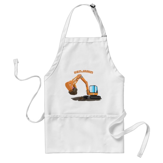 Delantal Personalizado de excavadora de naranja cúpula (Frente)