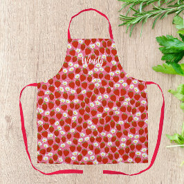Delantal Personalizado de Fresas Rojas Cuestas Chef