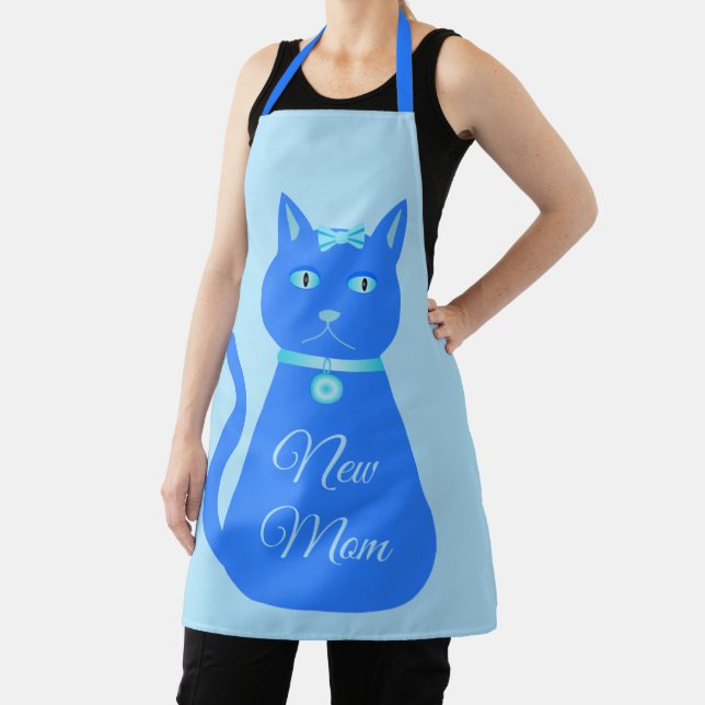 Delantal Personalizado de gato de niño pequeño azul (in situ)