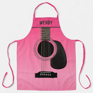 Delantal Personalizado de guitarra rosa