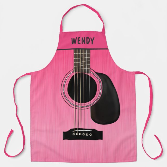 Delantal Personalizado de guitarra rosa (Anverso)