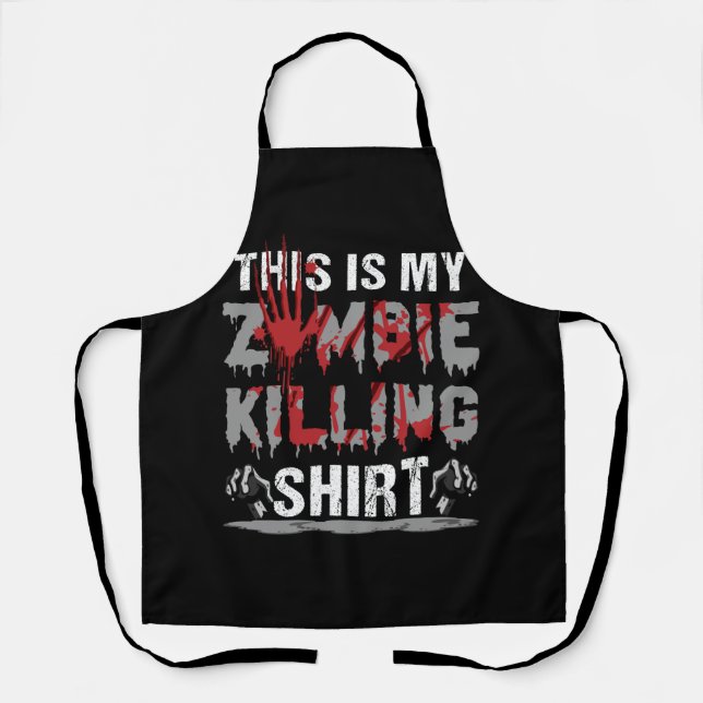 Delantal Personalizado De Halloween Este Es Mi Zombie Matan (Anverso)