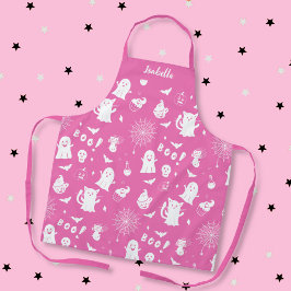 Delantal personalizado de Halloween rosa lindo esp