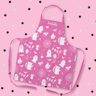 Delantal personalizado de Halloween rosa lindo esp