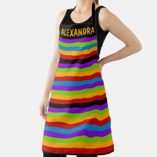 Delantal Personalizado de la franja arco iris negra