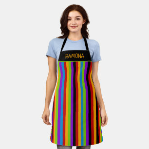 Delantal Personalizado de la franja arco iris negra