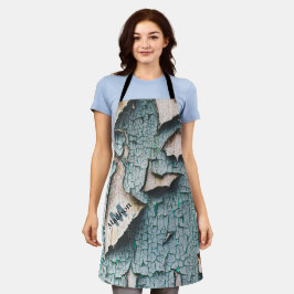 Delantal Personalizado de madera de pintura verde azul anti