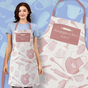 Delantal personalizado de marfil + rosa de oro purpurina pa