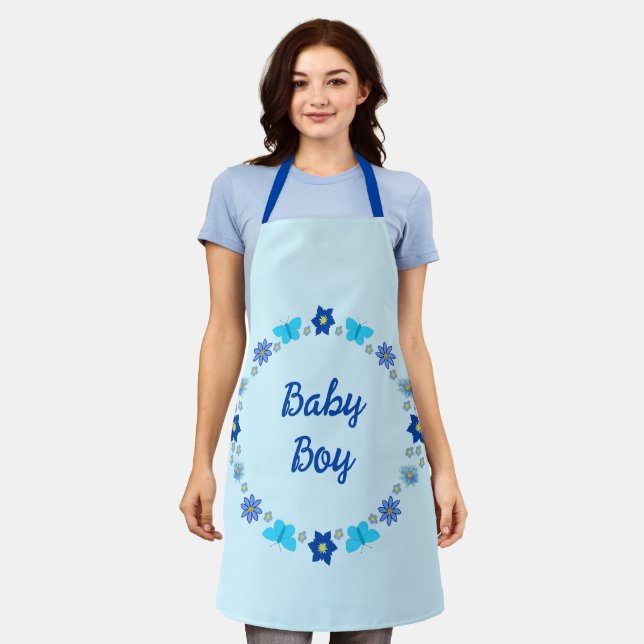 Delantal Personalizado de mariposas y flores Blue Baby Boy (Gastado)