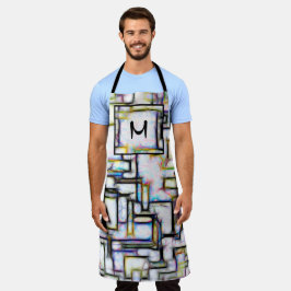 Delantal Personalizado de monograma geométrico cuadrado de 