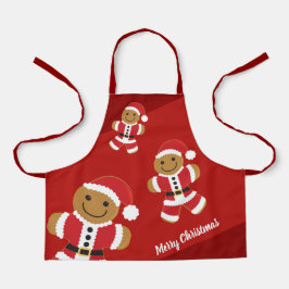Delantal Personalizado de Navidad Gingerbread Santa Red Mer