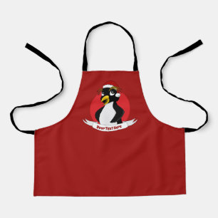 Delantal Personalizado de Navidades de pingüino con cresta