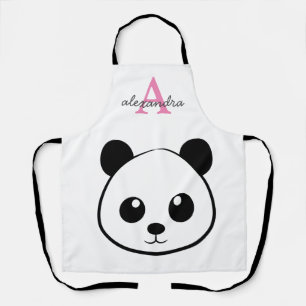 Delantal Personalizado de oso panda lindo Monograma