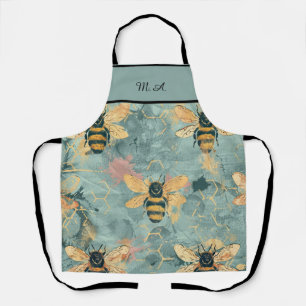 Delantal personalizado de panal de abeja azul