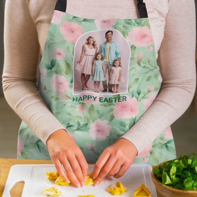 Delantal Personalizado de Pascua Foto Pastel Pink & Green F (Subido por el creador)