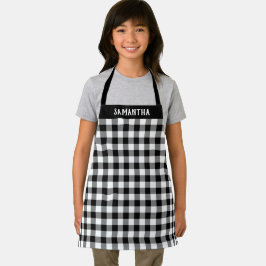 Delantal Personalizado de patrón de bufano negro y blanco r