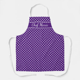 Delantal Personalizado de polka púrpura y blanca cocina imp