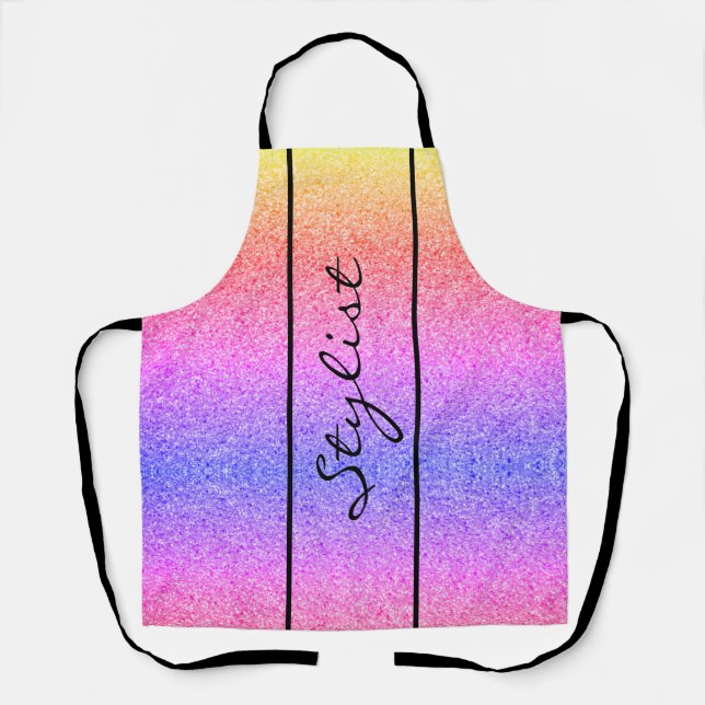 Delantal Personalizado de Purpurina de arcoiris con estilo  (Anverso)