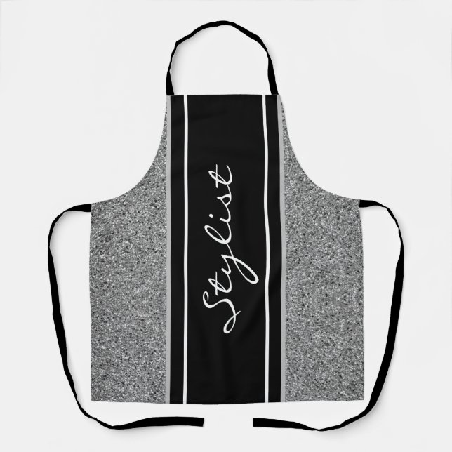 Delantal Personalizado de Purpurina moderno estilo cabello  (Anverso)