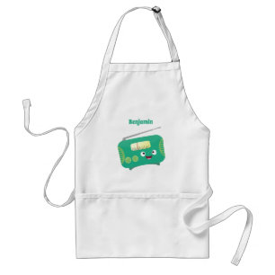 Delantal Personalizado de radio retro alegre y gracioso