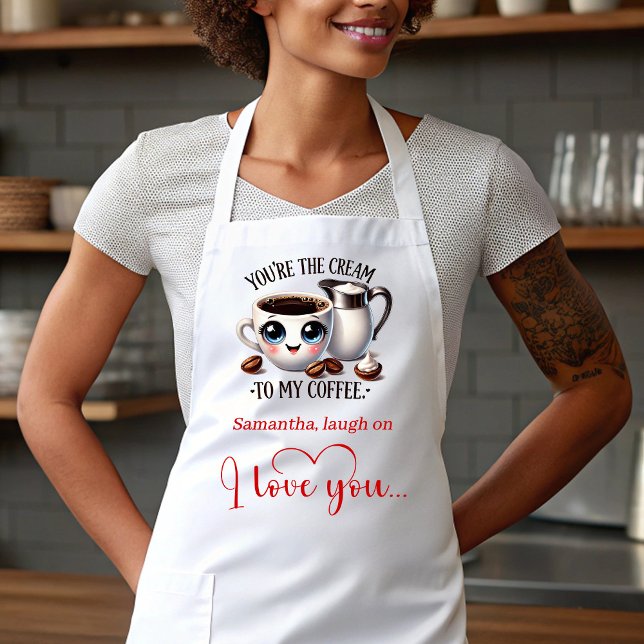 Delantal personalizado de San Valentín con comida  (Funny Cartoon Food Personalized Valentine Apron)