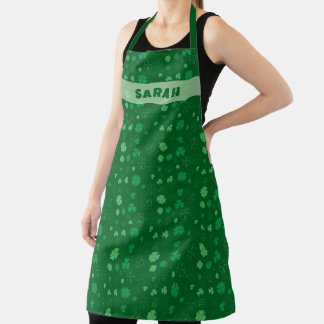 Delantal Personalizado de Suerte Verde Oscuro con