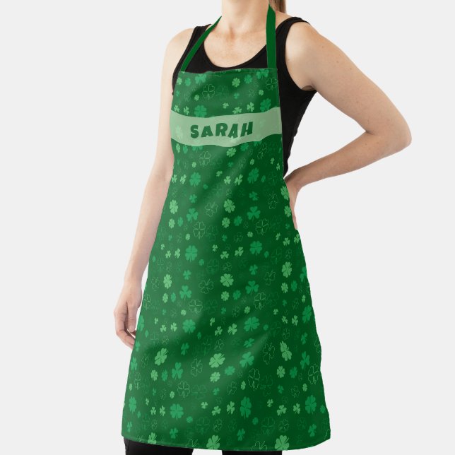 Delantal Personalizado de Suerte Verde Oscuro con  (in situ)
