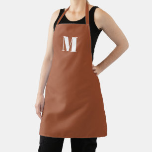 Delantal Personalizado de terracota monogramada letra inici