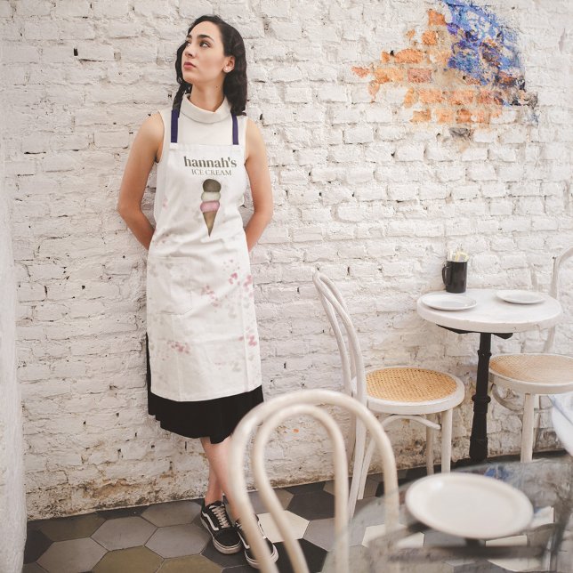 Delantal Personalizado de Tienda de Helados de Negocios (Ice Cream Shop Custom employee apron.)