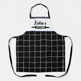 Delantal Personalizado De Verificación En Blanco Y Negro