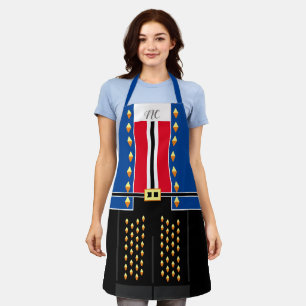 Delantal Personalizado de vestuario rojo azul Monograma Nut