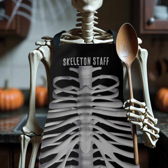 Delantal Personalizado del personal de Skeleton Halloween A (Skeleton staff apron for your skeleton staff)