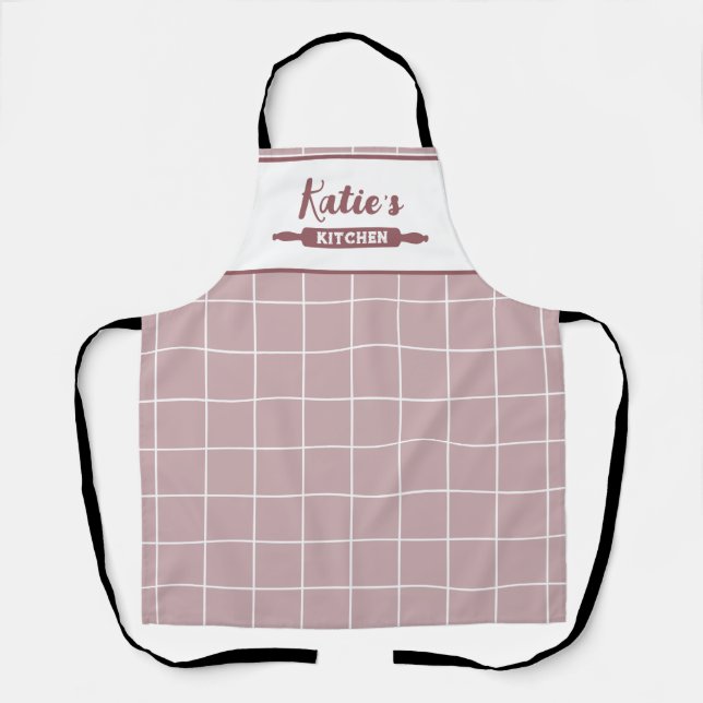 Delantal Personalizado Dusty Pink Check (Anverso)