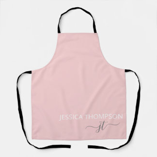 Delantal Personalizado Elegante Monograma Moderno Nombre Ru