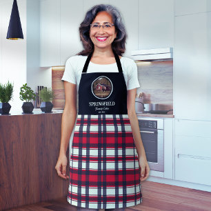 Delantal Personalizado Estilo de granja de chapa roja negra