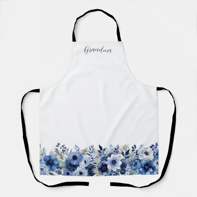Delantal Personalizado Floral Azul (Anverso)