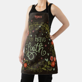 Delantal Personalizado floral caprichosa de la fe Inespiriv