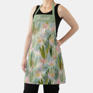 Delantal Personalizado Floral Verde Salvia Caprich