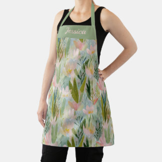 Delantal Personalizado Floral Verde Salvia Caprich