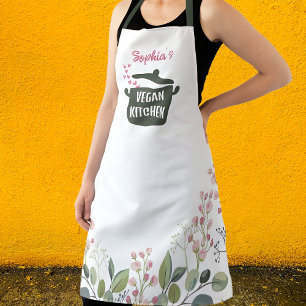 Delantal Personalizado Floral Watercolor Vegan Kitchen