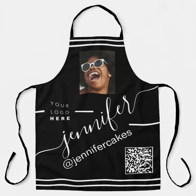 Delantal Personalizado Foto Logo Menú QR CODE Restaurant (Anverso)